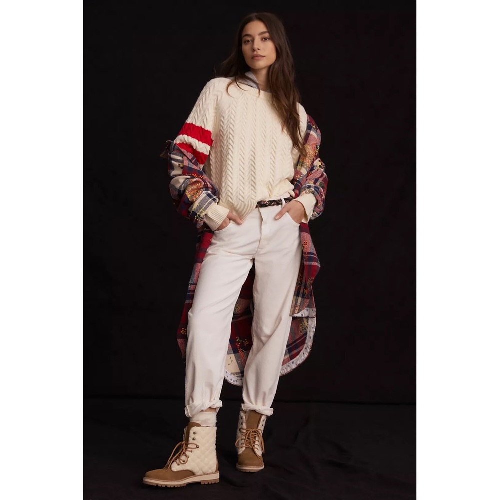 Anthropologie Central Park West Striped Cable-Knit Sweater Hoodie NWT Size Large - Picture 7 of 8